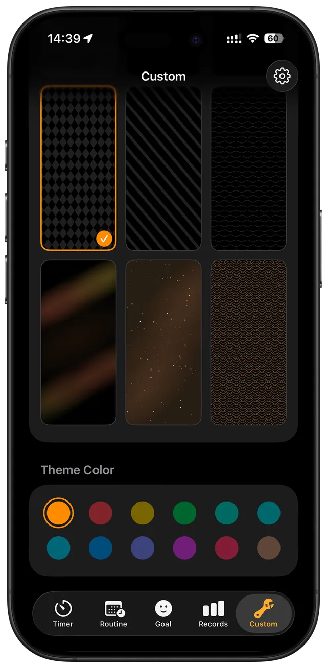 SeeLock Custom tab with wallpaper and theme color pickers