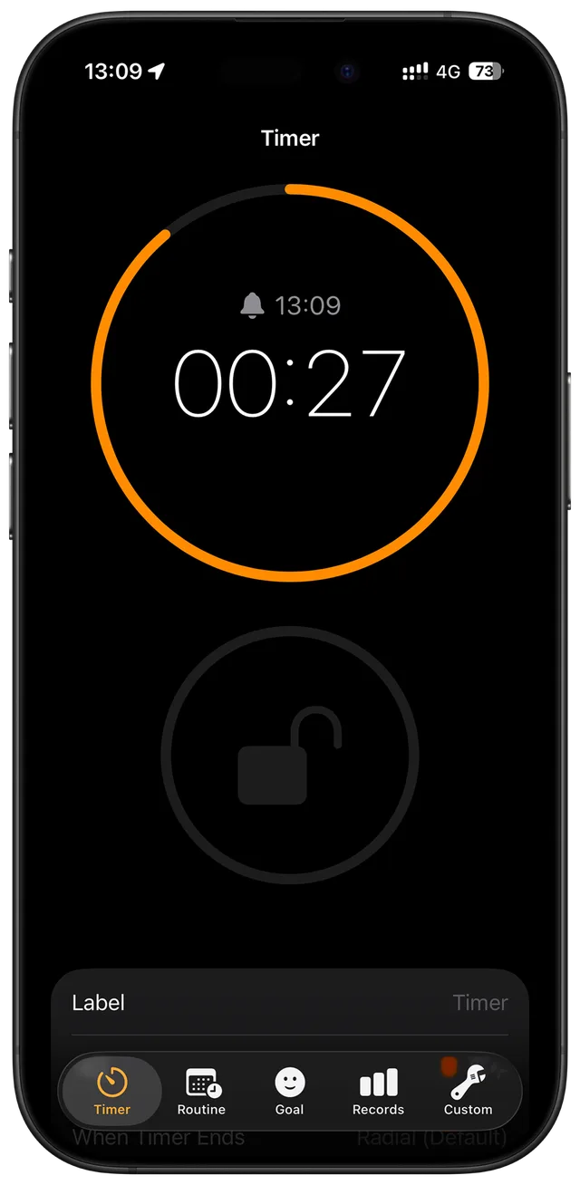 SeeLock running timer screen